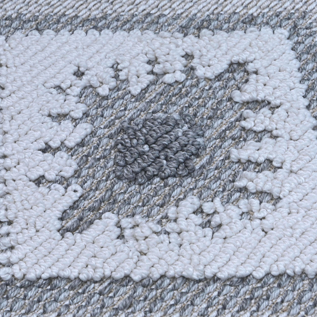 Grey Geometric Turkish Rug 5X8 ft