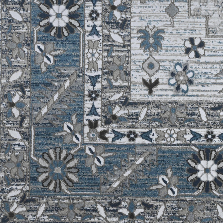 Gray Blue Traditional Turkish Rug 5x8 Ft