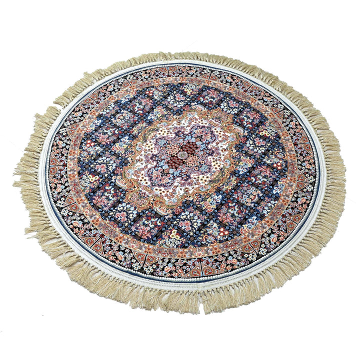 Navy Blue Persian Round Rug 3x3 Ft