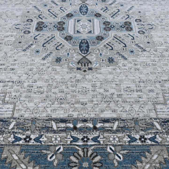 Gray Blue Traditional Turkish Rug 5x8 Ft