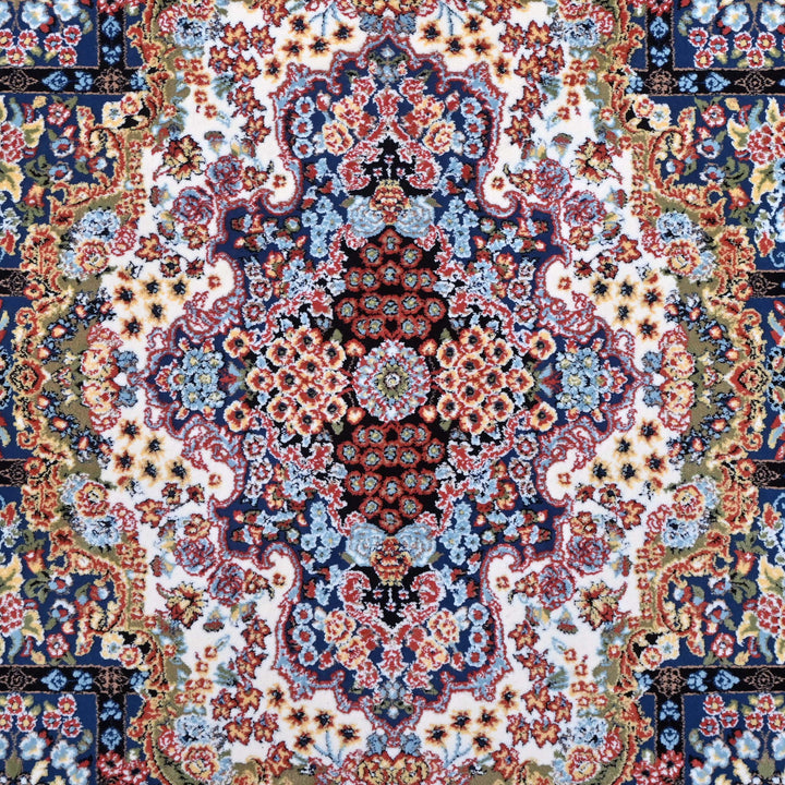 Navy Blue Persian Round Rug 3x3 Ft