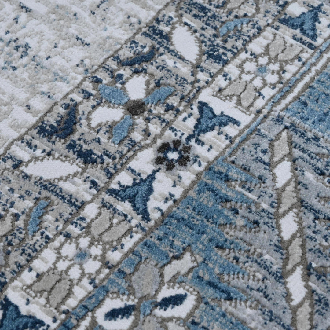 Gray Blue Traditional Turkish Rug 5x8 Ft