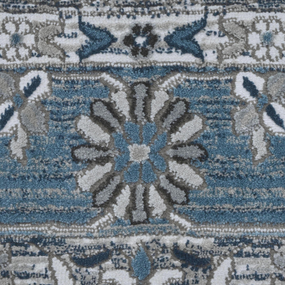 Gray Blue Traditional Turkish Rug 5x8 Ft