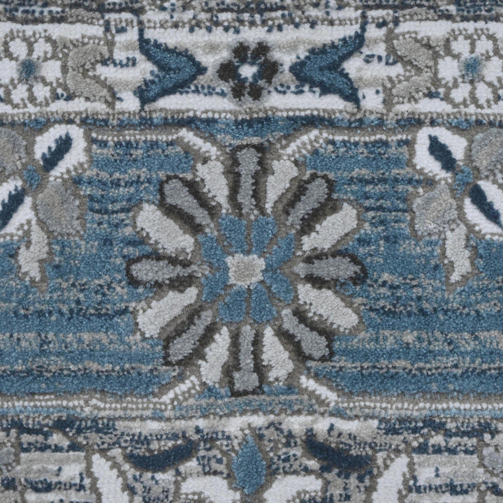 Gray Blue Traditional Turkish Rug 5x8 Ft