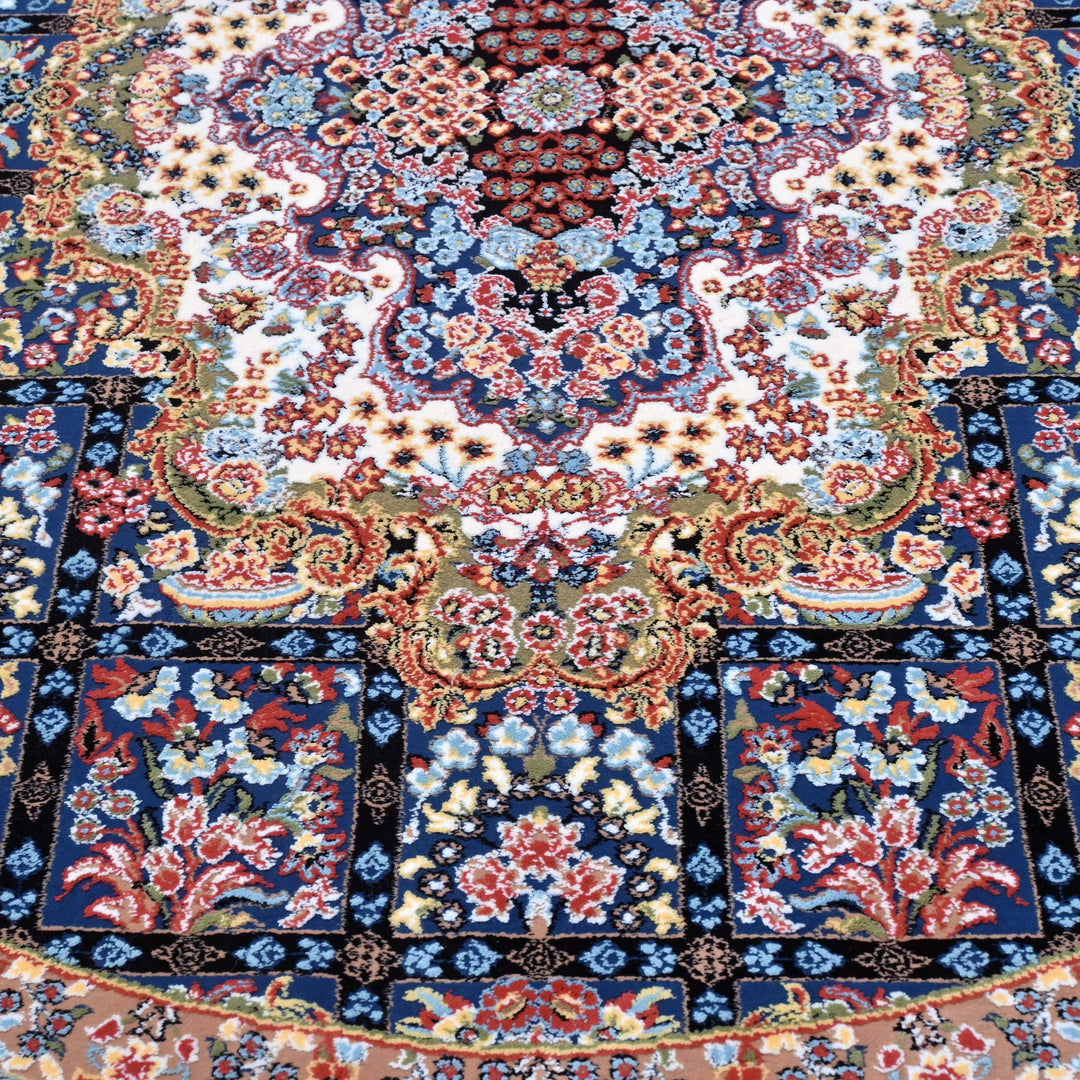 Navy Blue Persian Round Rug 3x3 Ft