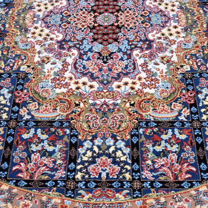 Navy Blue Persian Round Rug 3x3 Ft