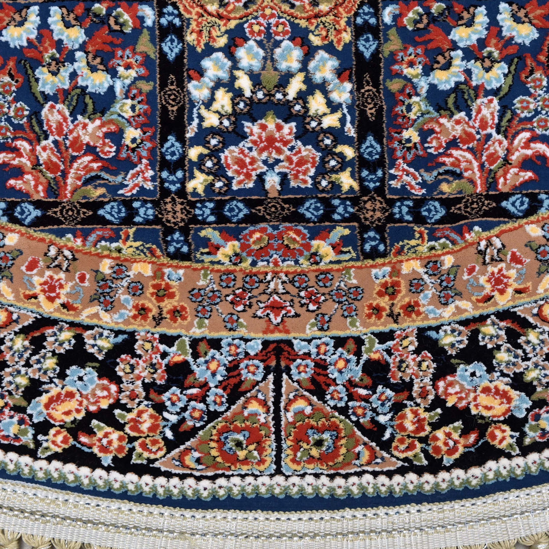 Navy Blue Persian Round Rug 3x3 Ft