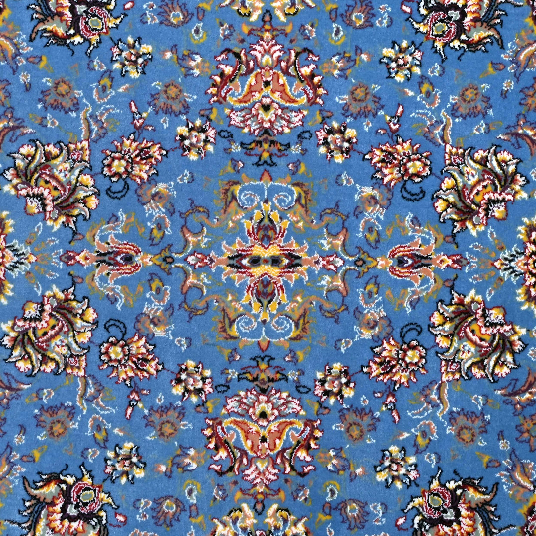 Sky Blue Floral Persian Round Rug 5x5 Ft