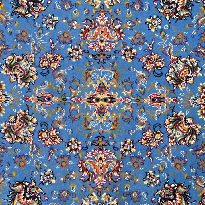 Sky Blue Floral Persian Round Rug 5x5 Ft