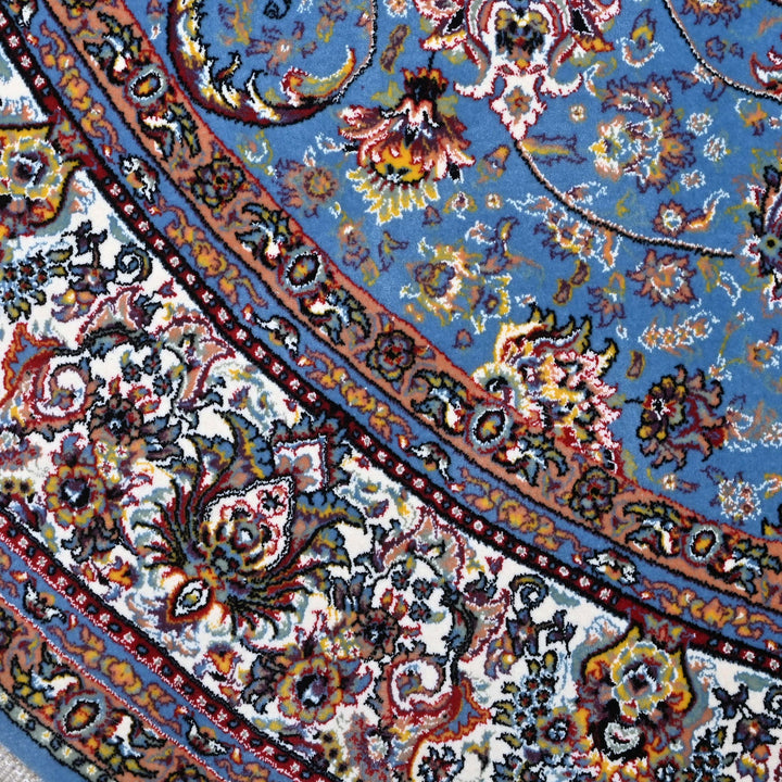 Sky Blue Floral Persian Round Rug 5x5 Ft