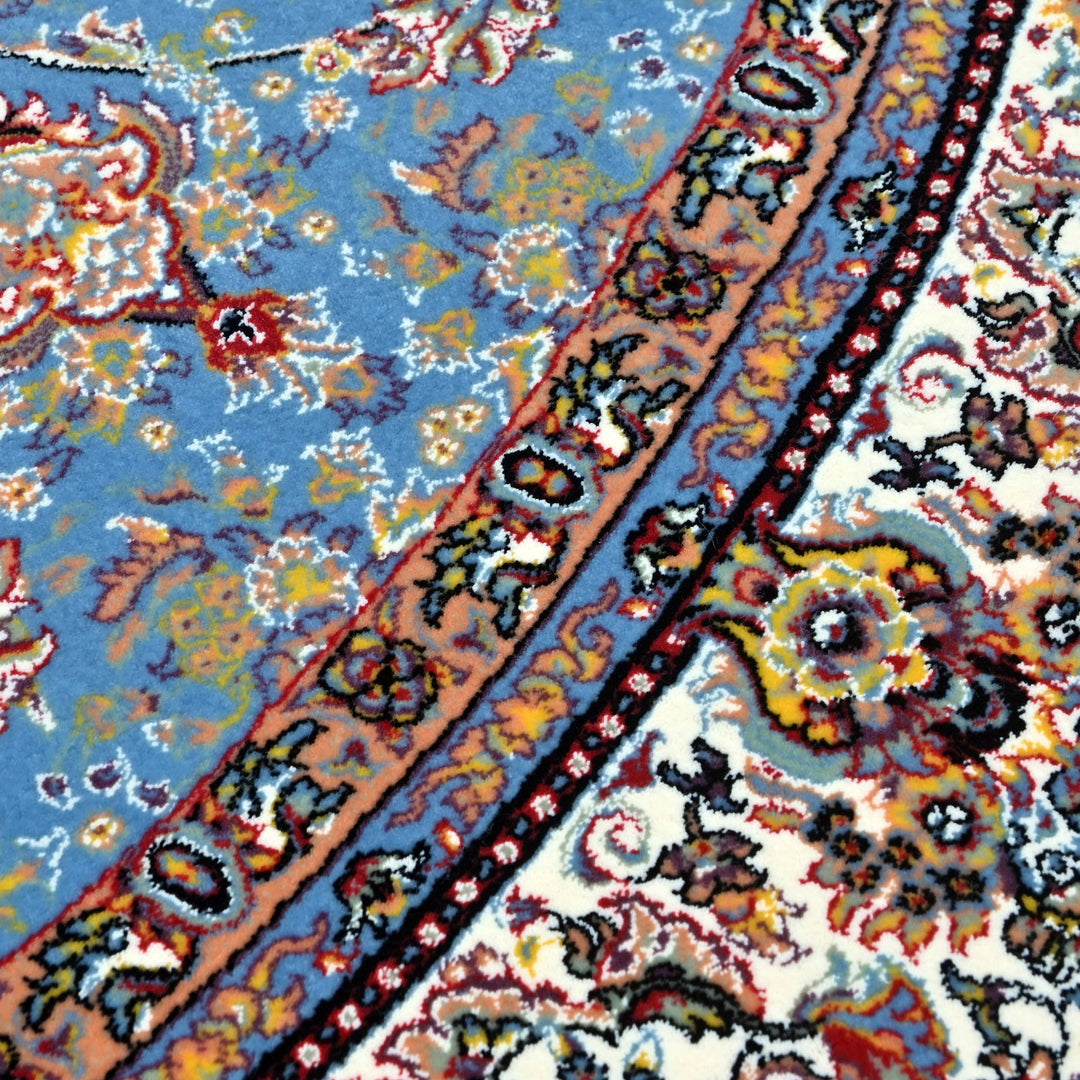 Sky Blue Floral Persian Round Rug 5x5 Ft