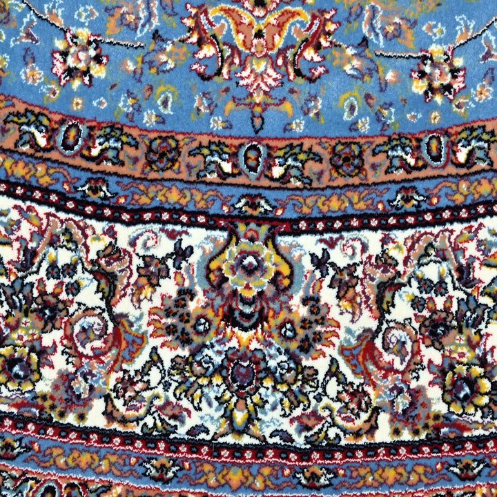Sky Blue Floral Persian Round Rug 5x5 Ft