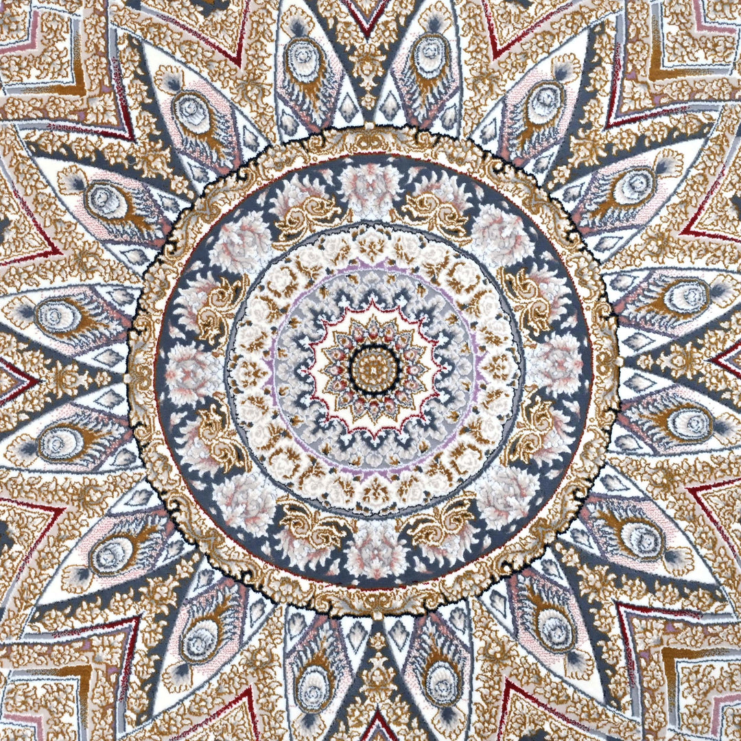 Deep Red Persian Round Rug 5x5 Ft