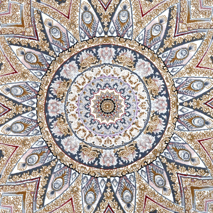 Deep Red Persian Round Rug 5x5 Ft