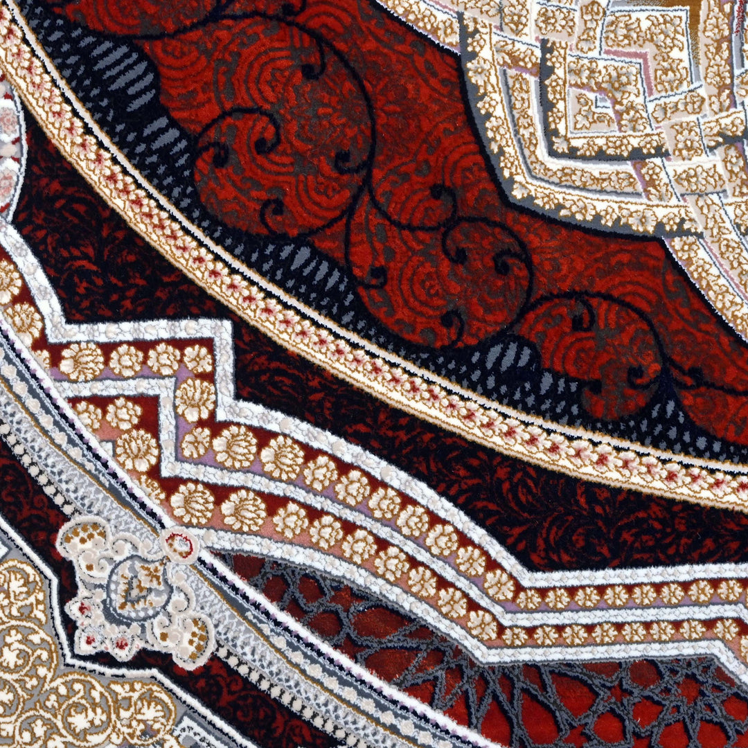 Deep Red Persian Round Rug 5x5 Ft