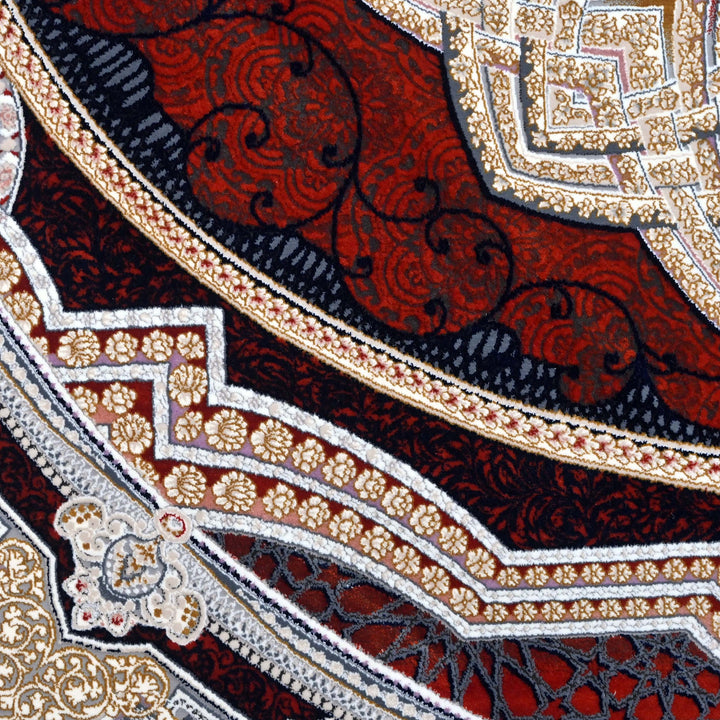 Deep Red Persian Round Rug 5x5 Ft