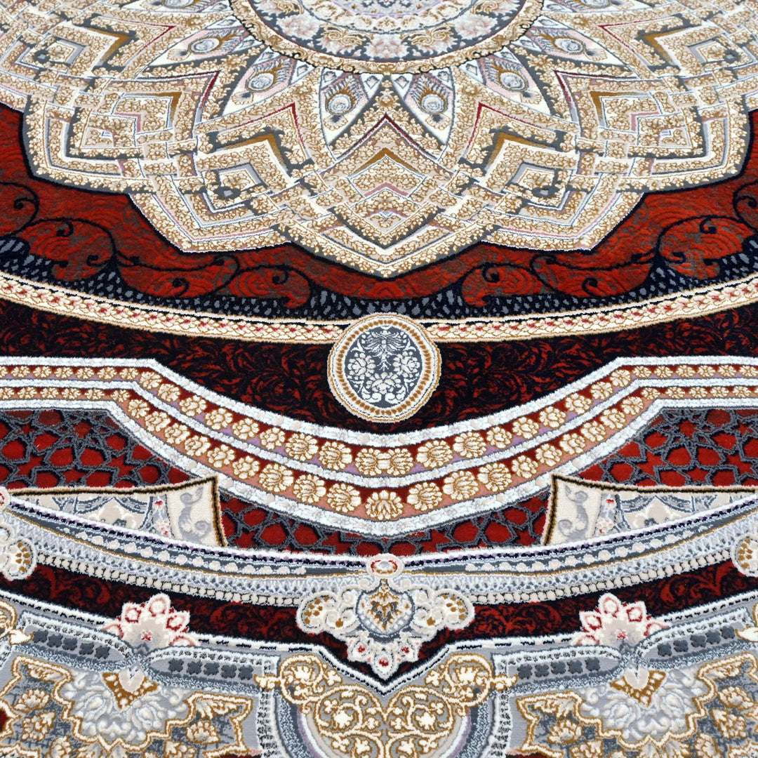 Deep Red Persian Round Rug 5x5 Ft