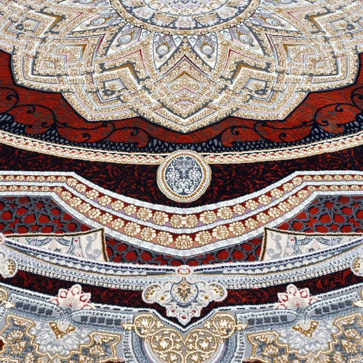 Deep Red Persian Round Rug 5x5 Ft