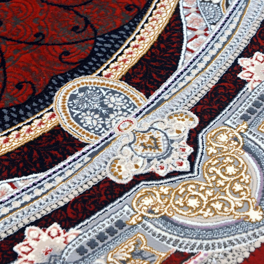 Deep Red Persian Round Rug 5x5 Ft