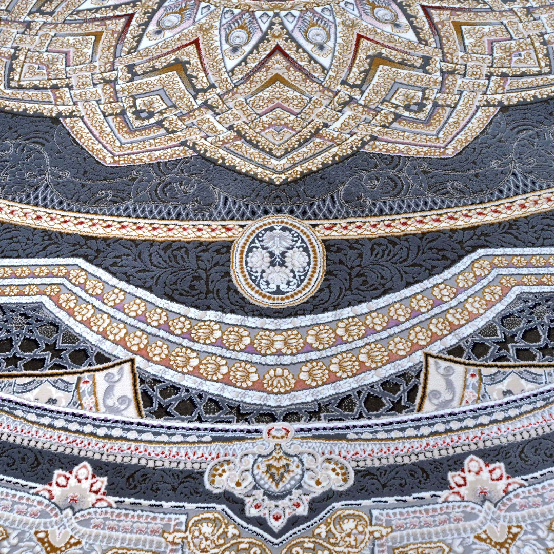 Charcoal Grey Persian Round Rug 5x5 Ft
