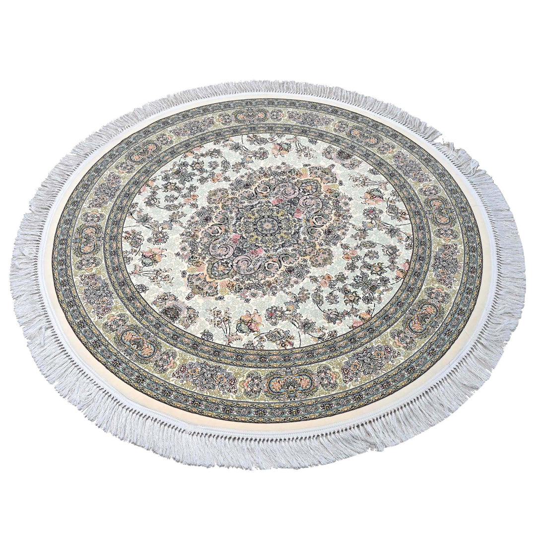 Cream Ivory Persian Round Rug 5x5 Ft