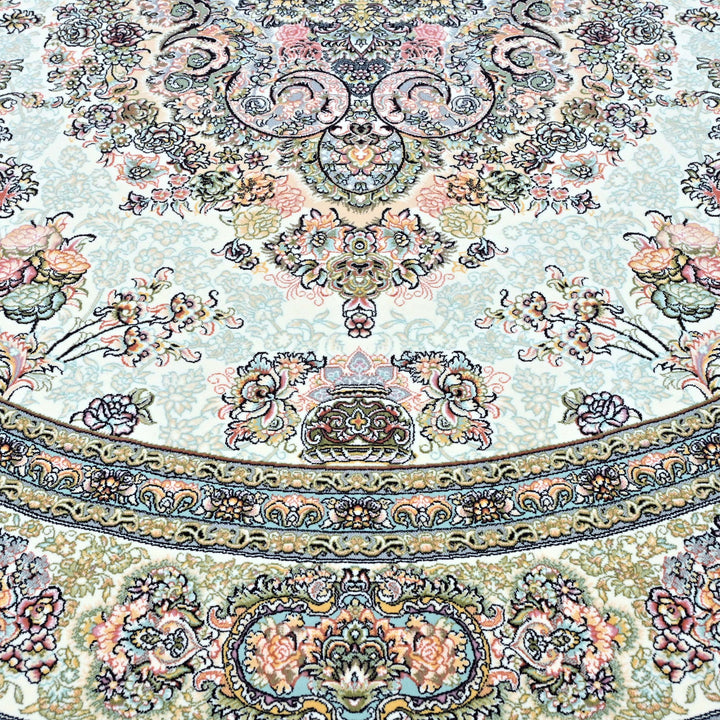 Cream Ivory Persian Round Rug 5x5 Ft