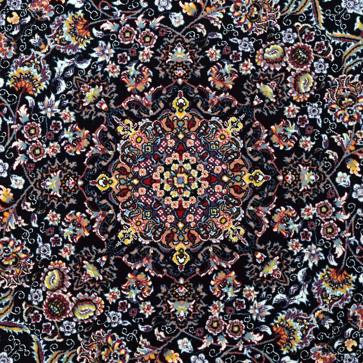 Navy Black Persian Round Rug 5x5 Ft
