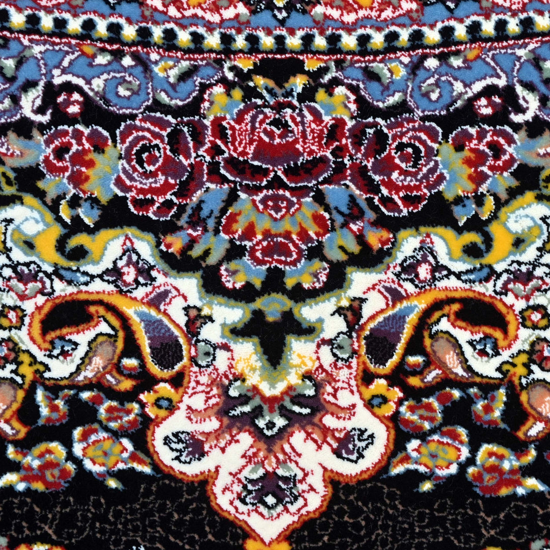 Navy Black Persian Round Rug 5x5 Ft