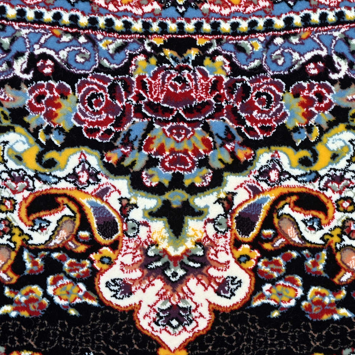Navy Black Persian Round Rug 5x5 Ft