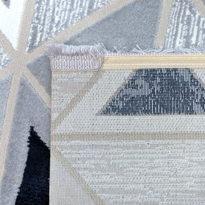 Triangle Grid Black & White Turkish Rug 5X8 FT