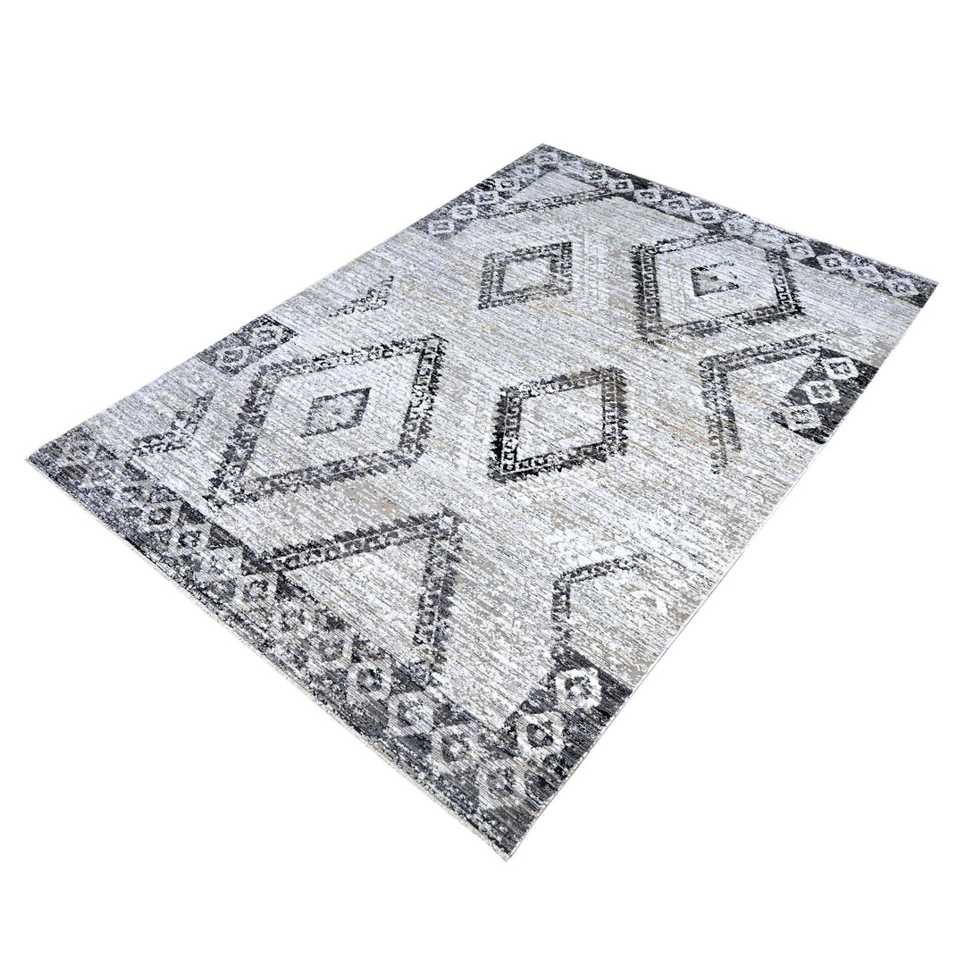 Tribal Diamond Grey Turkish Rug 5X8 FT