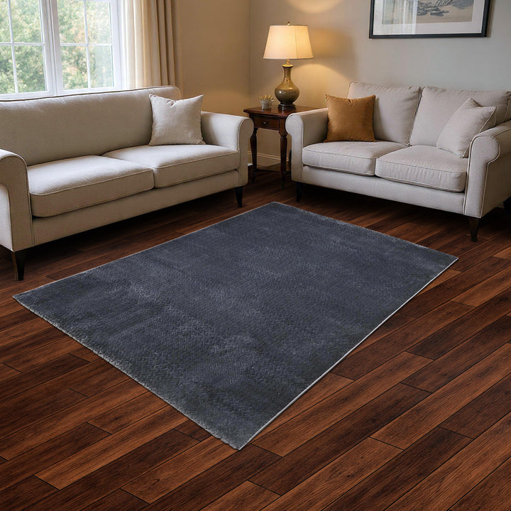 Plain Charcoal Grey Turkish Rug 5X8 FT