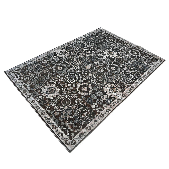 Floral Medallion Charcoal Turkish Rug 5X8 FT