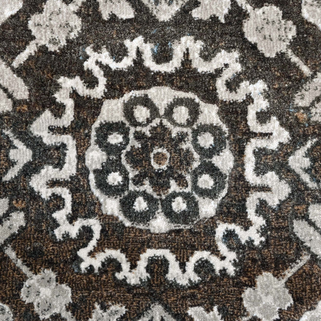 Floral Medallion Charcoal Turkish Rug 5X8 FT