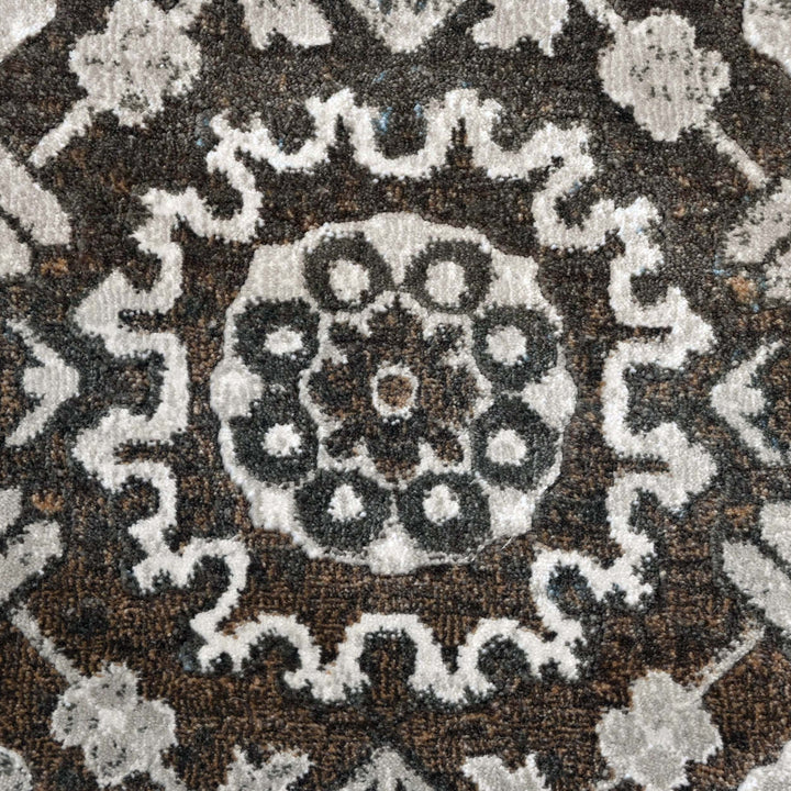 Floral Medallion Charcoal Turkish Rug 5X8 FT