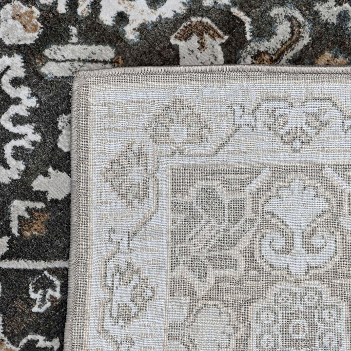 Floral Medallion Charcoal Turkish Rug 5X8 FT