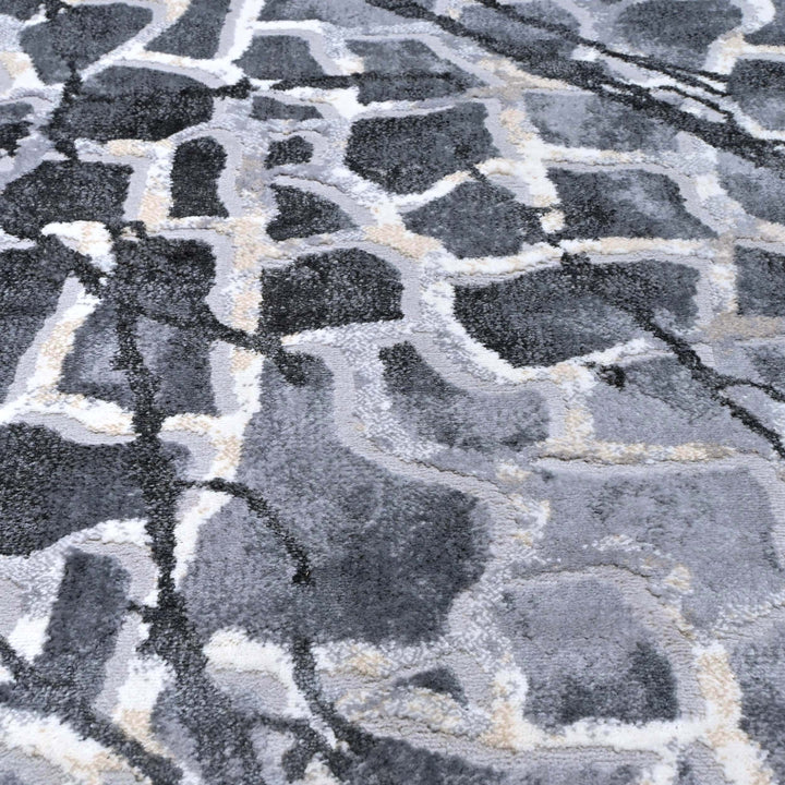 Grey Cracked Turkish Rug 5X8 FT