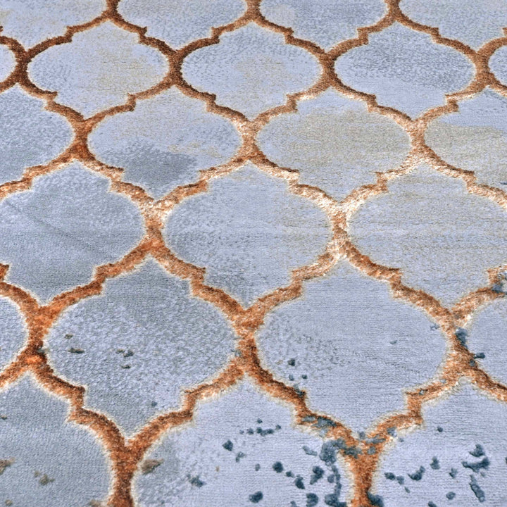 Gold Lattice Abstract Turkish Rug 5X8 FT