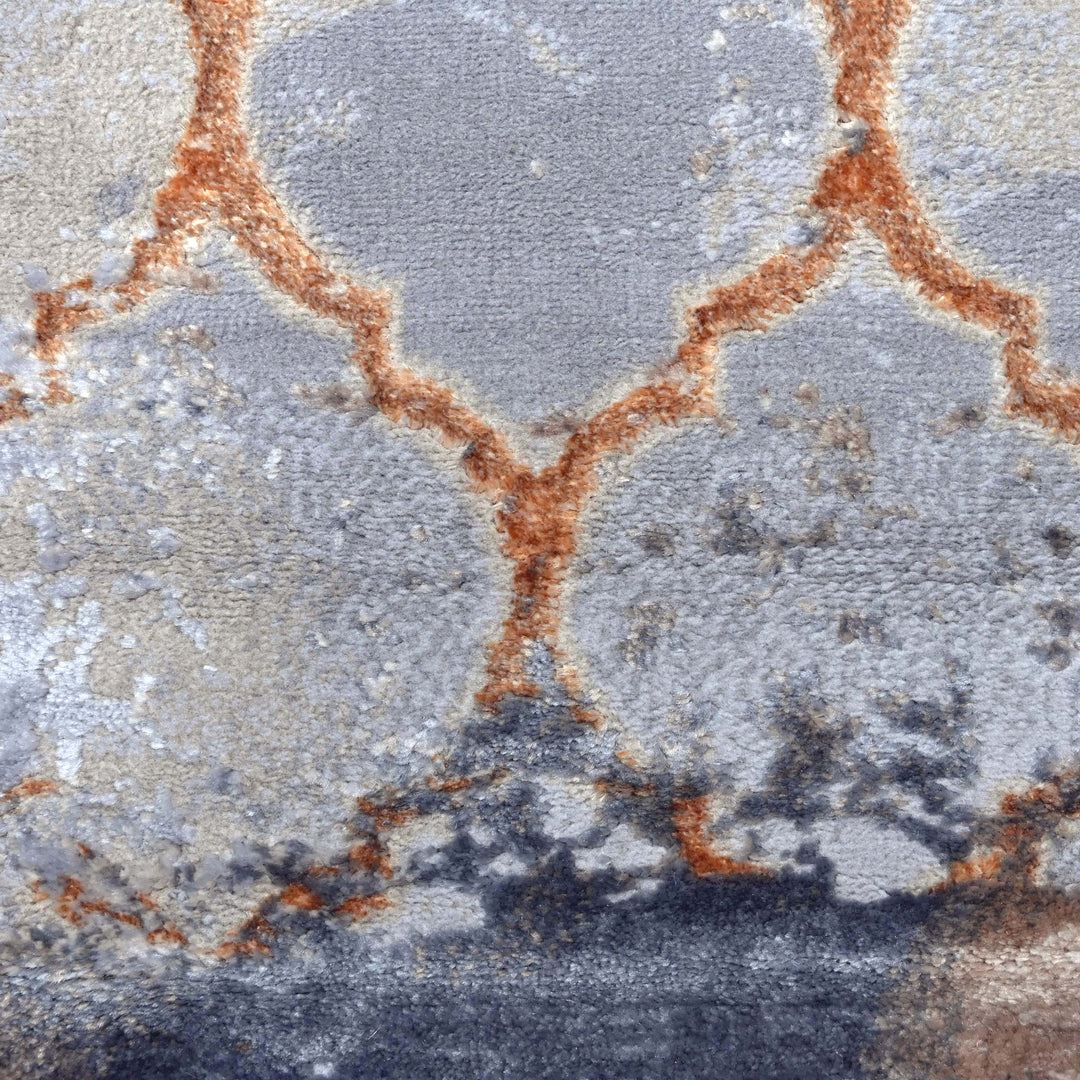 Gold Lattice Abstract Turkish Rug 5X8 FT