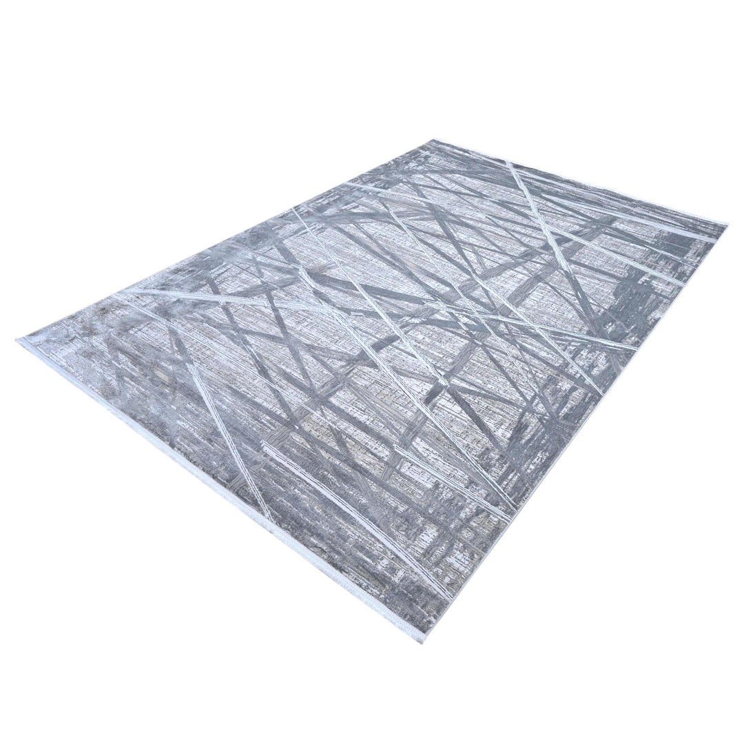 Grey Abstract Turkish Rug 7x10 ft