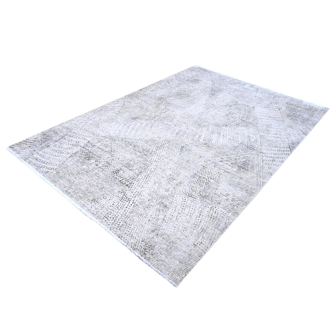 Light Grey Abstract Turkish Rug 7x10 ft