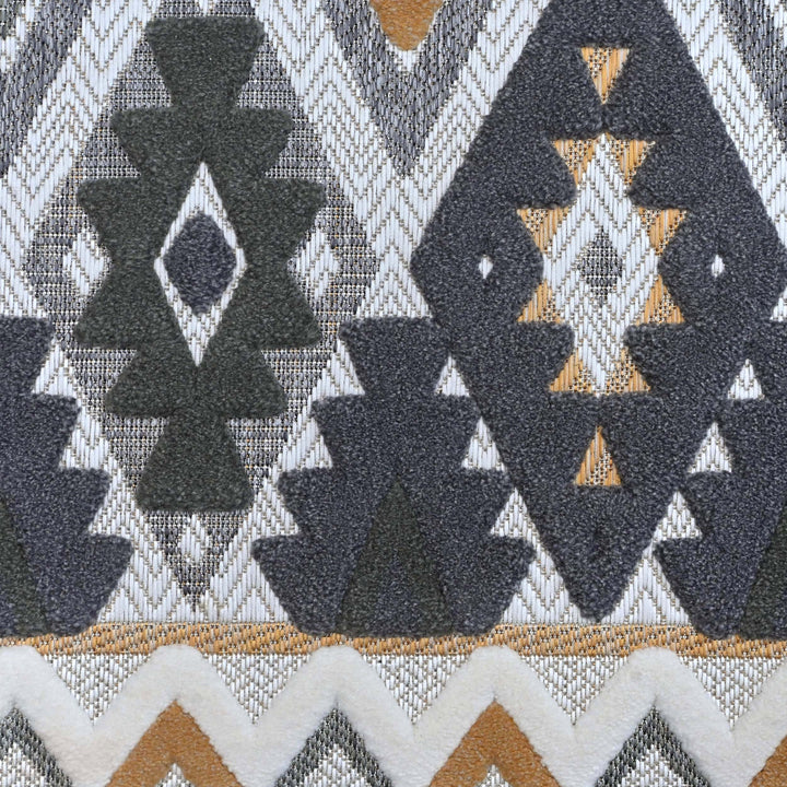 Chevron Grey Gold Turkish Rug 5X8 FT