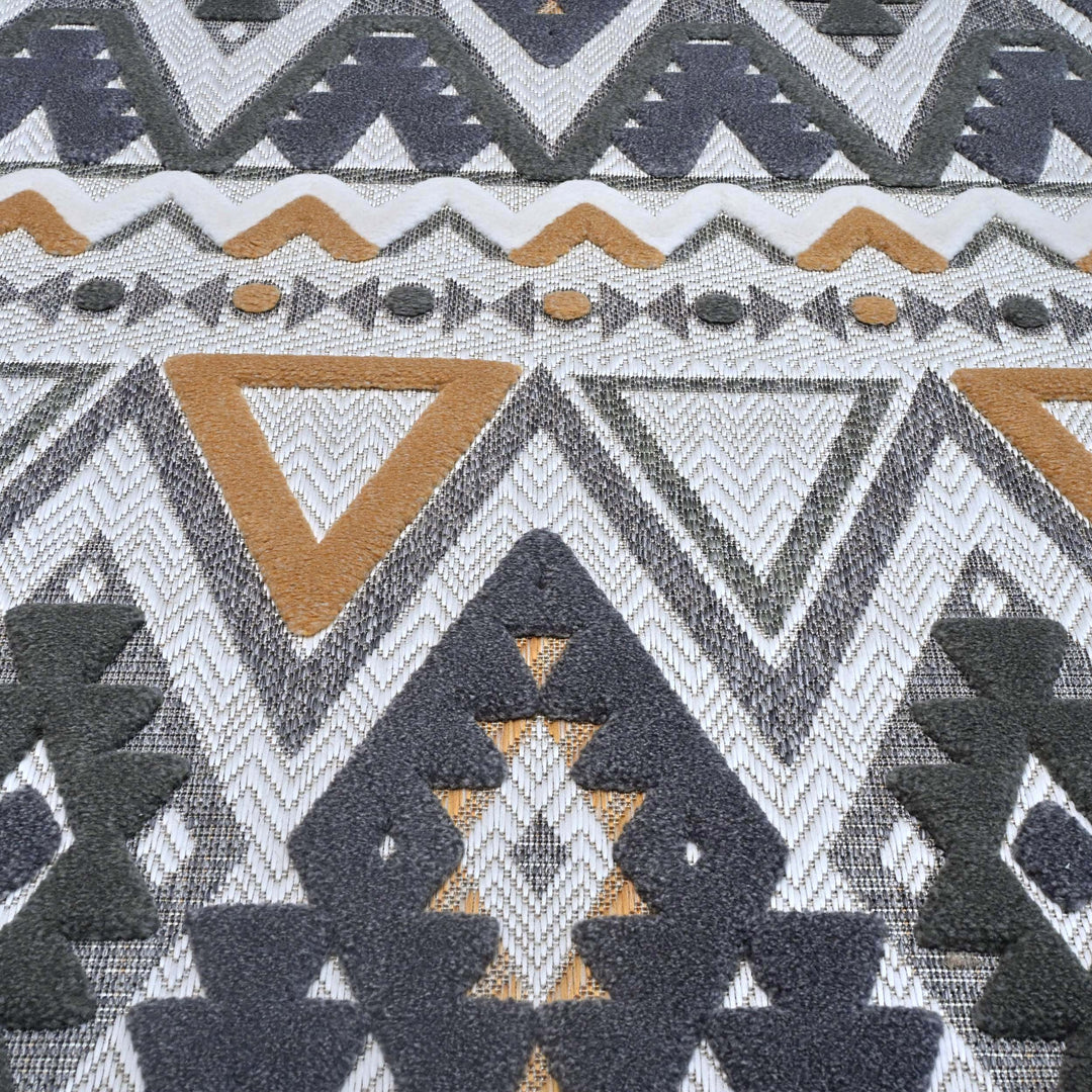 Chevron Grey Gold Turkish Rug 5X8 FT
