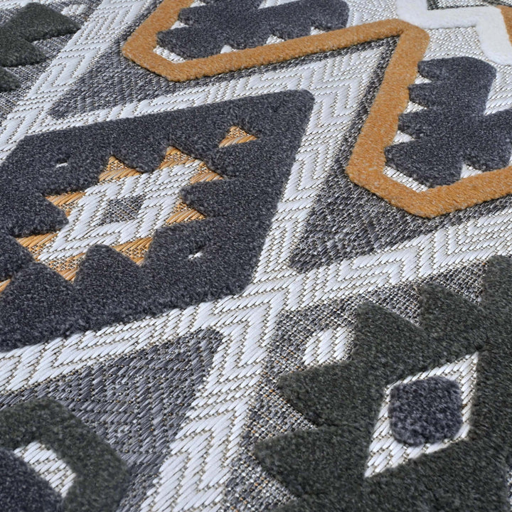 Chevron Grey Gold Turkish Rug 5X8 FT