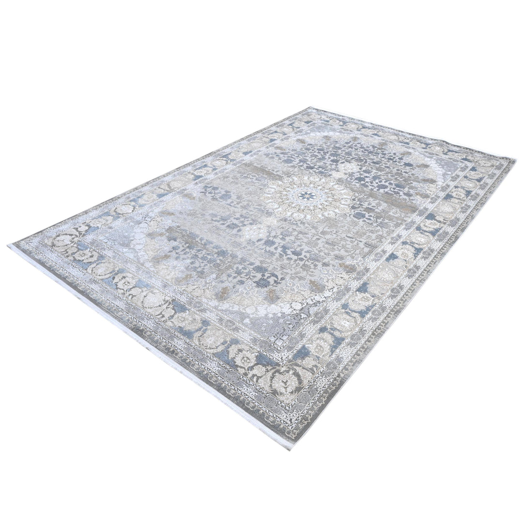 Light Grey Vintage Turkish Rug 7x10 ft