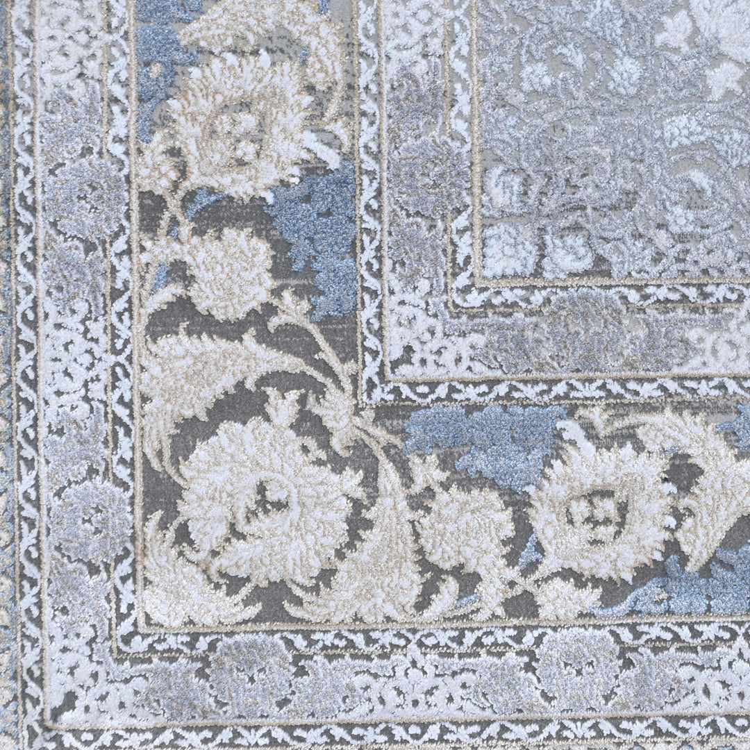 Light Grey Vintage Turkish Rug 7x10 ft