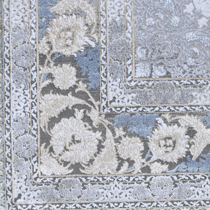 Light Grey Vintage Turkish Rug 7x10 ft