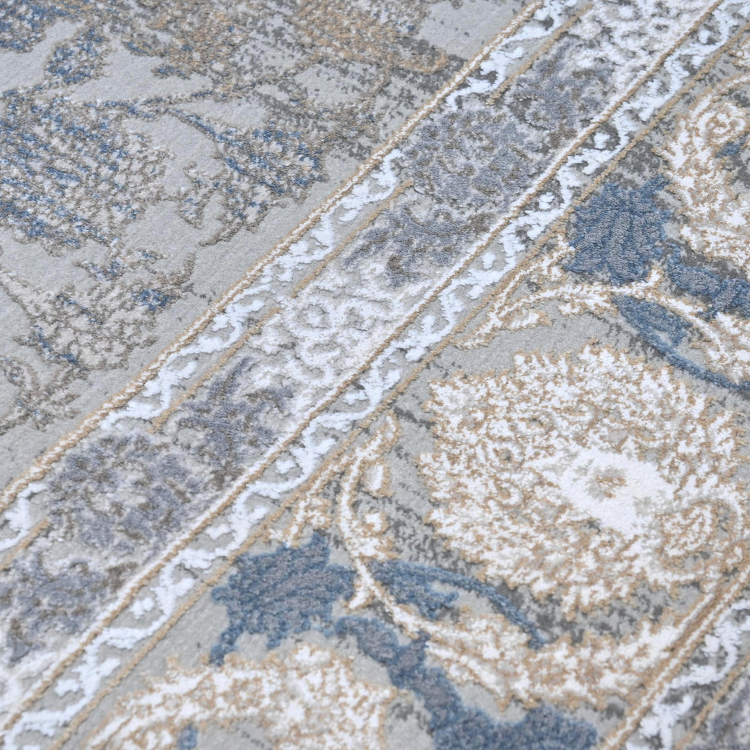 Light Grey Vintage Turkish Rug 7x10 ft