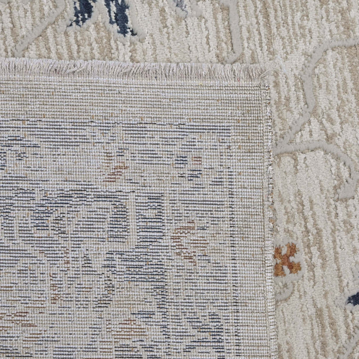Floral Ivory Navy Turkish Rug 5X8 FT
