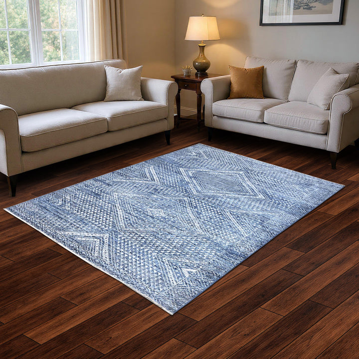Denim Blue Turkish Rug 5X8 FT